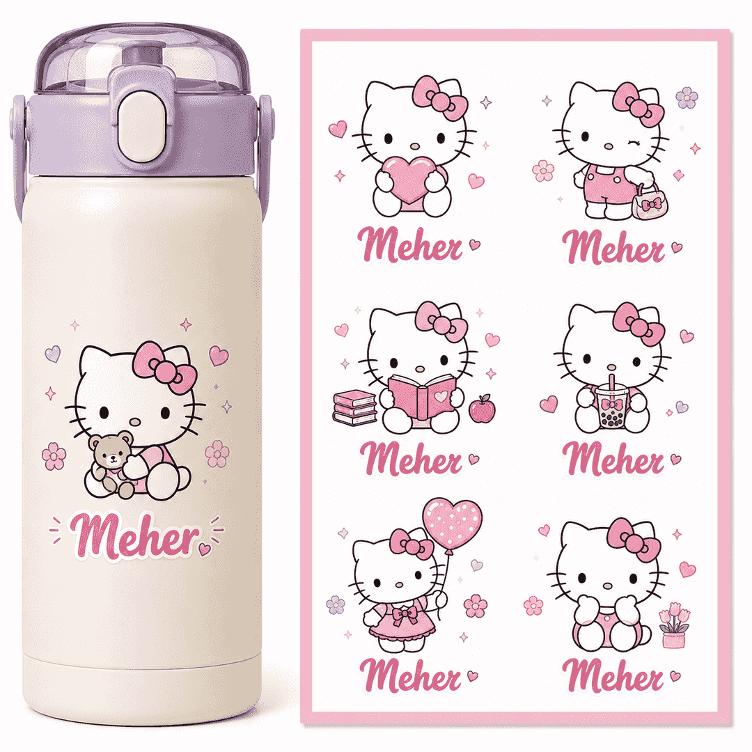 Personalized Hello Kitty UV Stickers – Custom Name Stickers (24 pcs) 1
