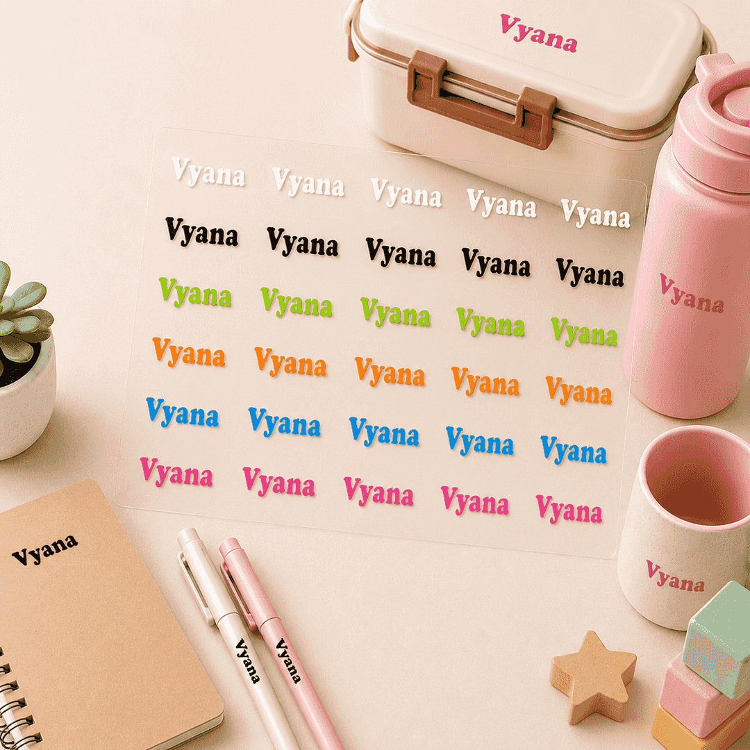 Personalized UV Name Stickers – Waterproof Custom Name Labels (50 labels)